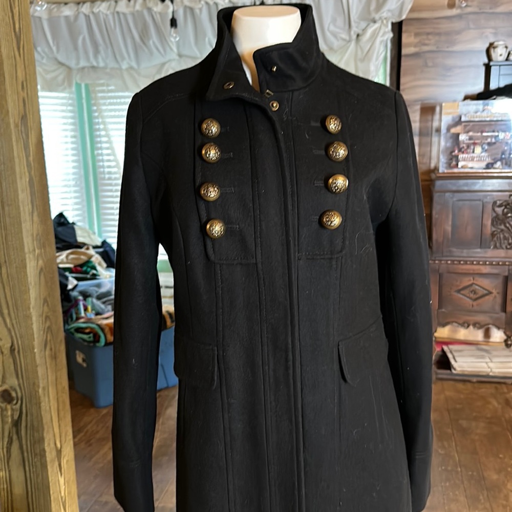 Roz & Ali Military Inspired Black Coat size medium pea coat